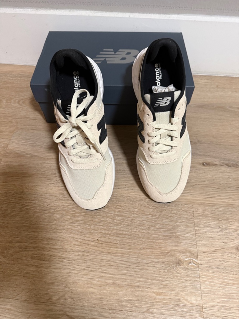 New Balance Cream and Black Women's Athletic Sneakers